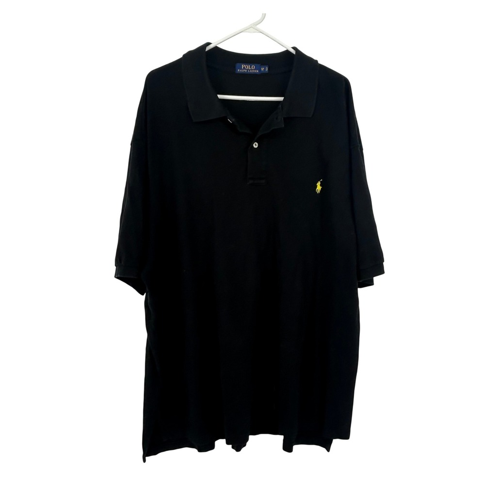 Polo Ralph Lauren Mens 3XB Big Black Yellow Pony Short Sleeve Pique Polo Shirt